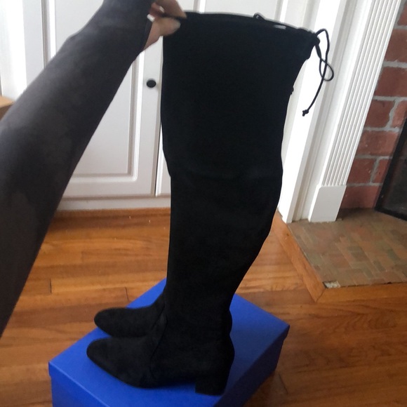 NIB Stuart Weitzman Irena Black Suede 11.5 lacetop over the knee boots round toe - Picture 8 of 11
